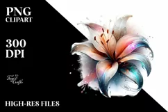 Shiny Lily Watercolor Sticker Clipart Product Image 1