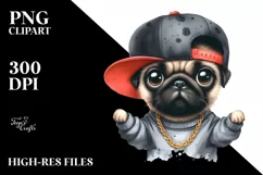 Funny Pug Clipart,Hip Hop Singer | Sublimation | Clipart Product Image 1