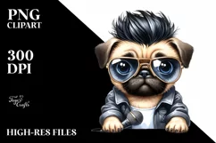 Funny Pug Clipart,Hip Hop Singer | Sublimation | Clipart Product Image 3