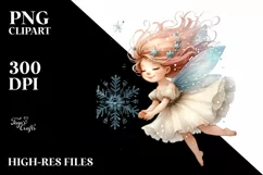 Cute Fairy Tumbling with Snowflakes PNG Product Image 2