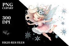 Cute Fairy Tumbling with Snowflakes PNG Product Image 2