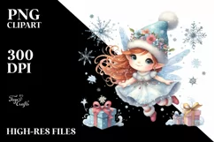 Cute Fairy Tumbling with Snowflakes PNG Product Image 2
