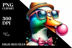 Colorful Duck Hat Chewing Gum Watercolor Clipart Product Image 3