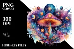 Watercolor Magical Celestial Mushroom PNG Product Image 2