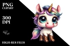 Watercolor Baby Unicorn Big Eyes|Clipart Product Image 3