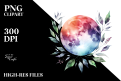 Vibrant Abstract Moon Foliage Summer Sticker Product Image 2