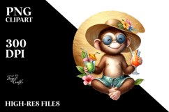 Happy Monkey with Cocktail, High-Res PNG Product Image 2