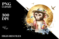 Happy Monkey with Cocktail, High-Res PNG Product Image 2