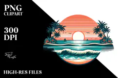 Retro Tropical Beach Sunset, 20 oz Tumbler Product Image 2