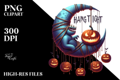 Funny Halloween Monster with Hang Tight Text PNG Product Image 2
