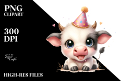 Energic Baby Cow with Party Hat,Transparent PNG Product Image 2