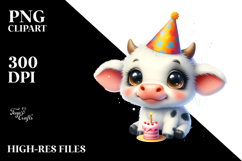 Cute Baby Cow, Christmas PNG Product Image 2