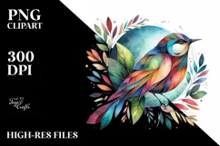 Abstract Vibrant Watercolor Bird PNG Product Image 1