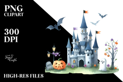 Simple Funny Halloween Clipart with Castle PNG Product Image 2