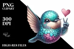 Funny Cute Hummingbird Portrait Doing the Love Sign Product Image 3