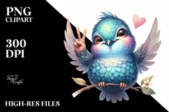 Funny Hummingbird Love Watercolor Clipart Product Image 3