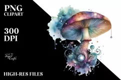 Detailed Mystical Celestial Mushroom PNG Product Image 3