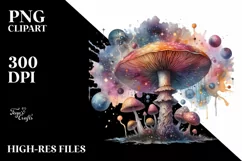 Detailed Mystical Celestial Mushroom PNG Product Image 3