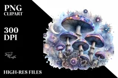Detailed Mystical Celestial Mushroom PNG Product Image 1