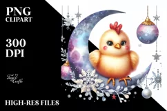 Funny Chicken with Glittery Moon, Transparent PNG Product Image 3