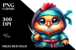 Vibrant Baby Rooster, Wearing Ninja Outfit PNG Product Image 2