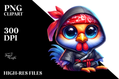Vibrant Baby Rooster, Wearing Ninja Outfit PNG Product Image 2