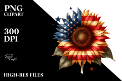 Vintage Sunflower with Stars, USA Flag Colors, Transparent Product Image 2