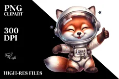 baby Fox in Astronaut Helmet PNG Product Image 2