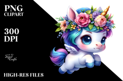 Cute Baby Unicorn Jumping with Cool Haircut PNG Product Image 2