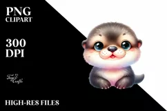 Colorful Baby Otter Train Sublimation Clipart Product Image 1