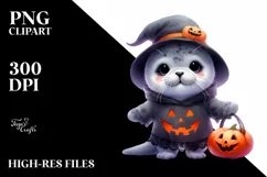 Cute Baby Seal Halloween PNG Product Image 3