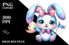 Baby Bunny with Tiny Bowtie, Vibrant PNG Product Image 2