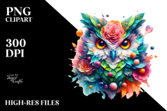 Vibrant Watercolor Owl PNG Product Image 2