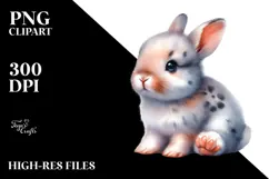 Digital Watercolor Baby Bunny PNG Product Image 2