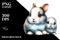 Digital Watercolor Baby Bunny PNG Product Image 2