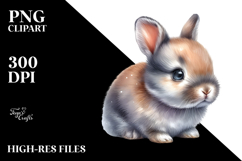 Digital Watercolor Baby Bunny PNG Product Image 2