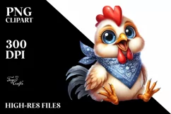 Funny Rooster with Bandana Clipart Product Image 1