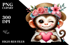 Boho Baby Monkey with Heart PNG Product Image 2