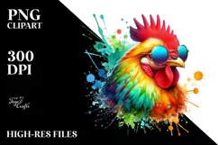 Colorful Chicken Summer Sunglasses Clipart Product Image 1