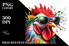 Colorful Chicken Summer Sunglasses Clipart Product Image 1