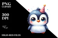 Cute Baby Penguin with Party Hat, PNG Product Image 2