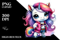 Cute Baby Unicorn with Floral Wreath, Vibrant PNG Product Image 2