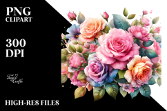 Colorful Paintings with Pink Roses,Transparent PNG Product Image 2