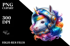 Baby Unicorn with Space Helmet PNG Product Image 3