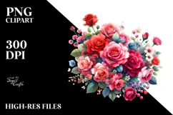 Colorful Red Roses Glossy Petals PNG Product Image 2
