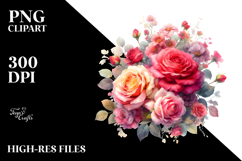 Colorful Red Roses Glossy Petals PNG Product Image 2