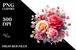 Colorful Red Roses Glossy Petals PNG Product Image 2