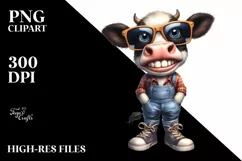 Watercolor Cow Big Eyes|Clipart Product Image 3