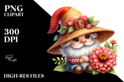 Cute Gnome with Zinnia PNG Product Image 2
