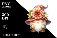 Cute Gnome with Zinnia PNG Product Image 2